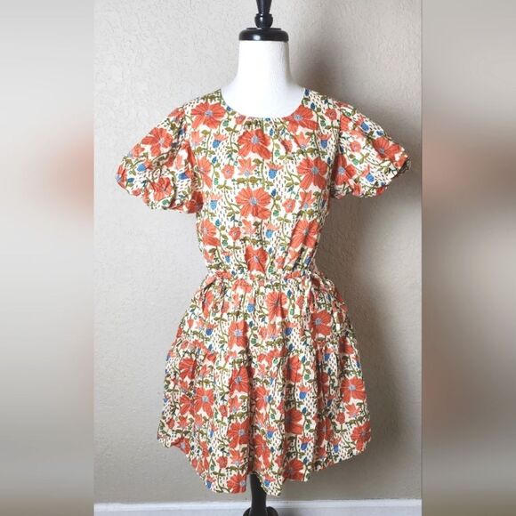 &merci Lindsay Boho Floral Puff Sleeve Dress Size M - Picture 1 of 6